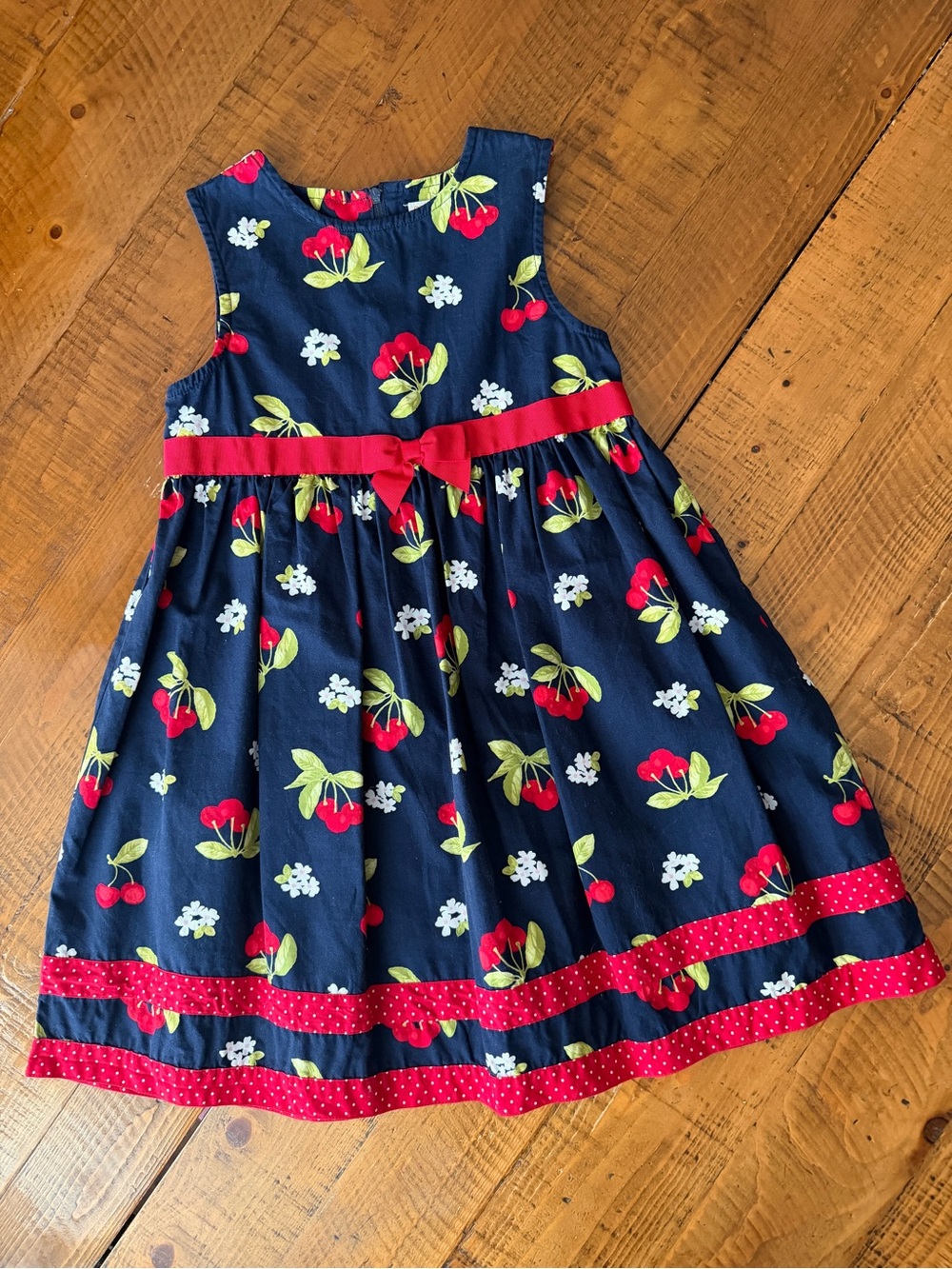 Gymboree 100% cotton Navy Cherry Print Dress